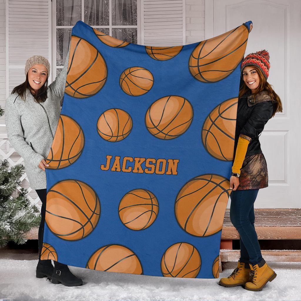 litzzy Collection Personalized Basketball Pattern Fleece Blanket - Nh0911201 Quilt Blanket BLUE 50 X 60 