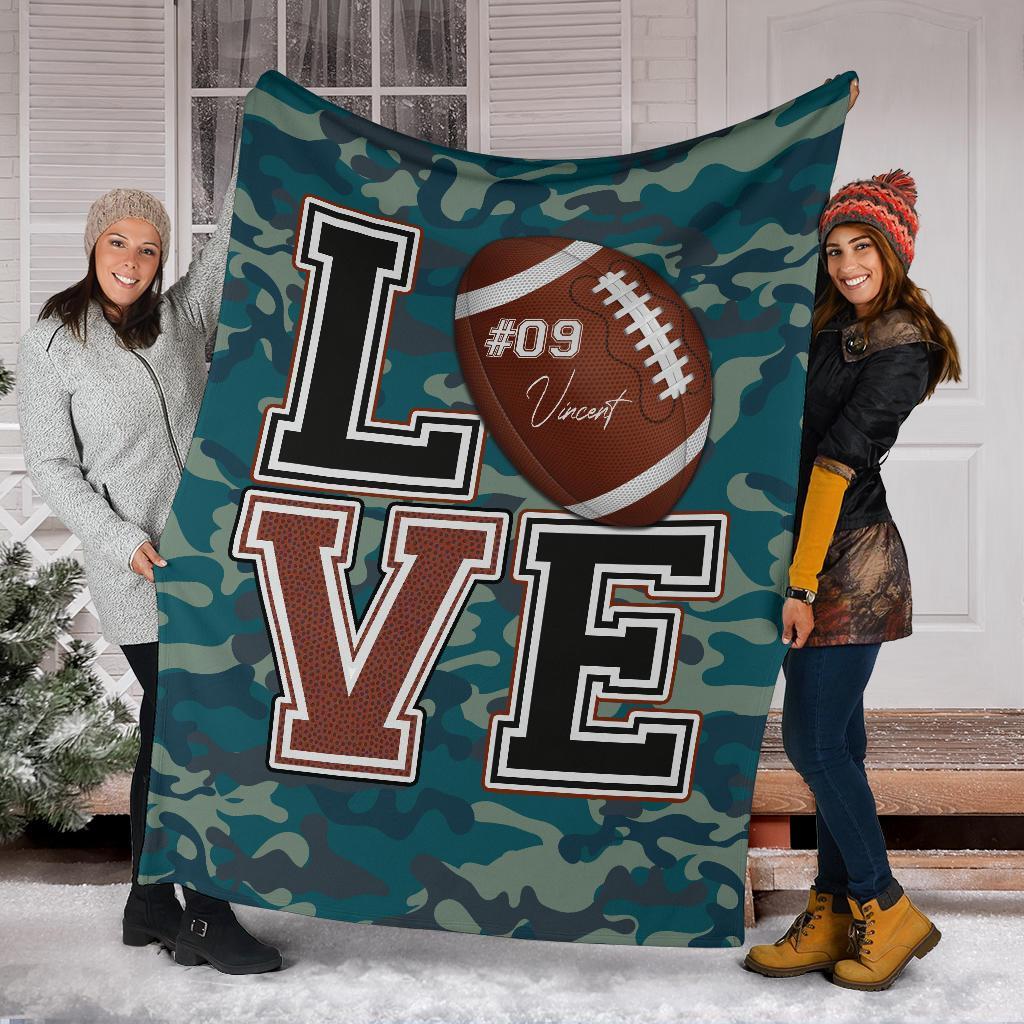 litzzy Personalized Love Football Fleece Blanket - Lath2411204 Quilt Blanket   
