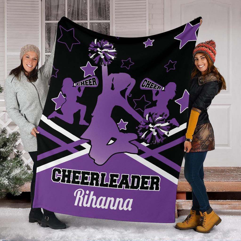 litzzy Personalized Cheerleader Colorful Fleece Blanket - Latg2011201 Quilt Blanket PURPLE BLACK 50 X 60 