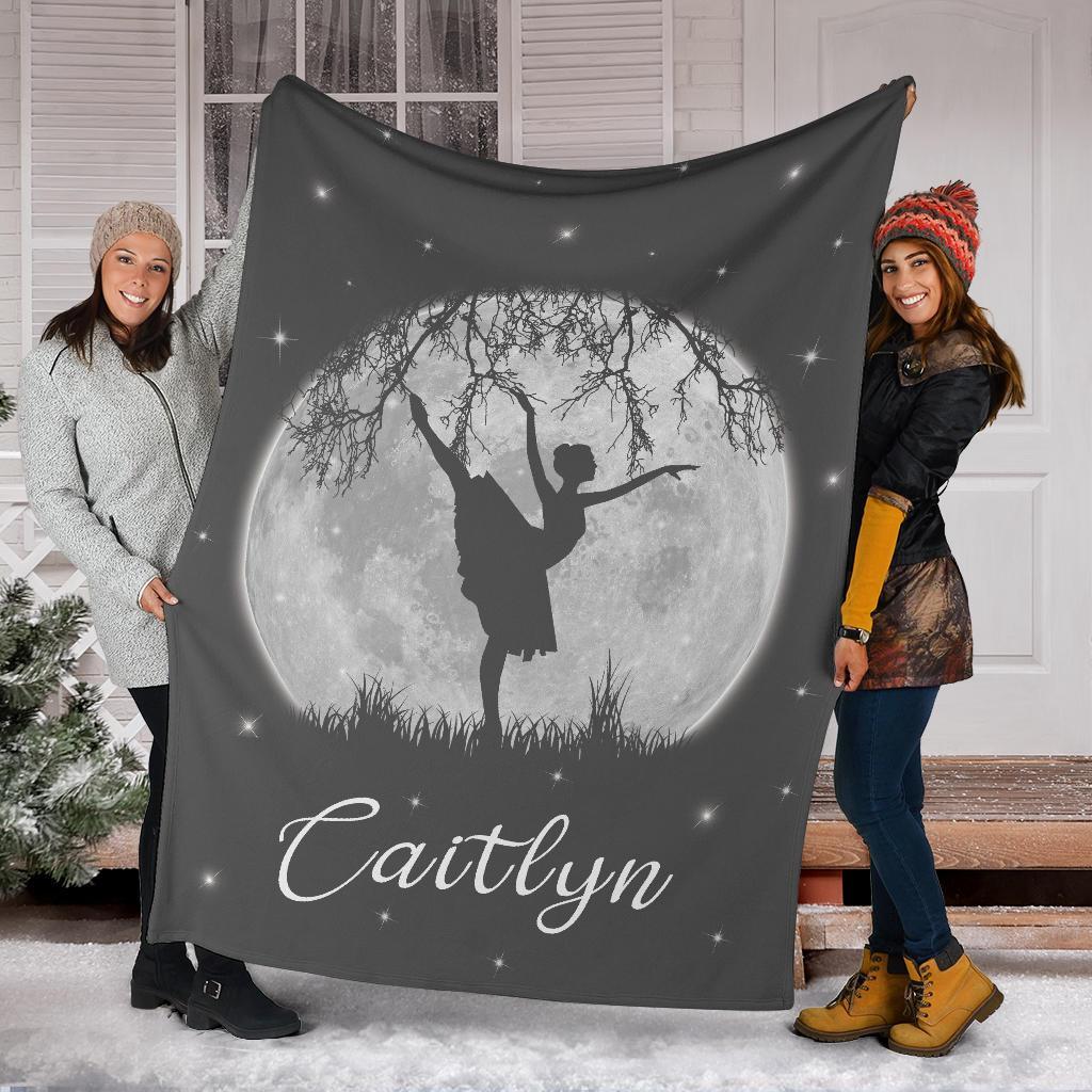 litzzy Personalized Dancing Moon Fleece Blanket - Laci2711203 Quilt Blanket   