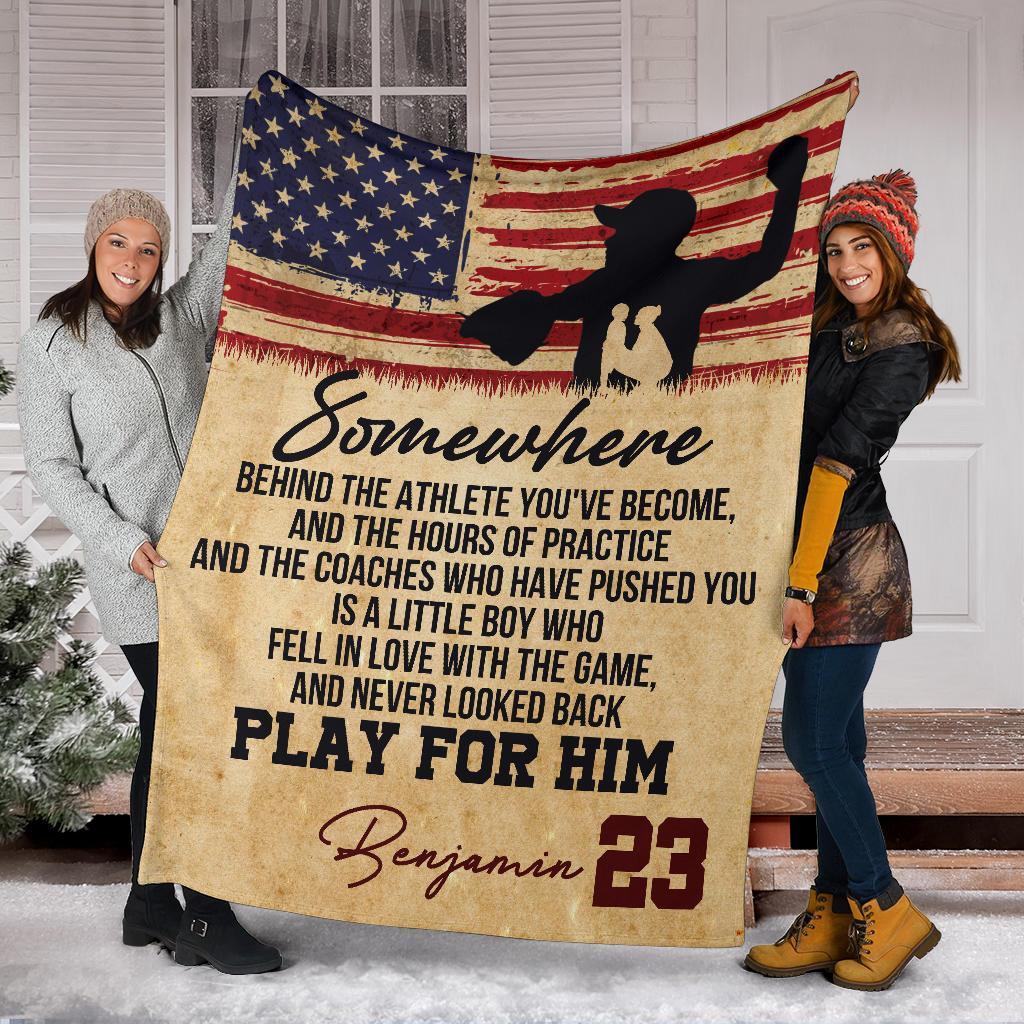 litzzy Personalized Baseball Somewhere Fleece Blanket - Tlty3011201 Quilt Blanket   