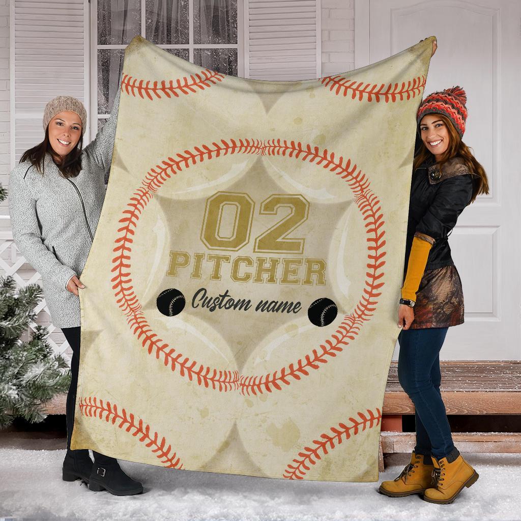 litzzy Personalized Position Baseball Fleece Blanket - Lath0712201 Quilt Blanket PITCHER 50 X 60 