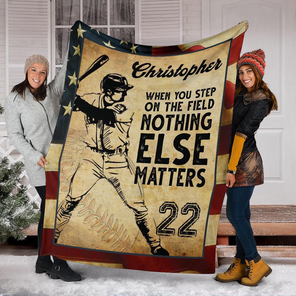 litzzy Personalized Baseball When You Step Fleece Blanket - Laci2611202 Quilt Blanket   
