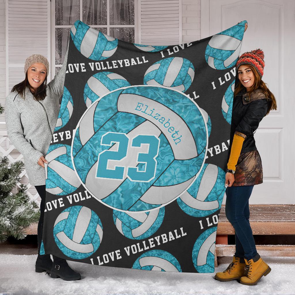 litzzy Turquoise Blue White - I Love Vlb Collection Fleece Blanket - Ty0611202 Quilt Blanket 60x80  