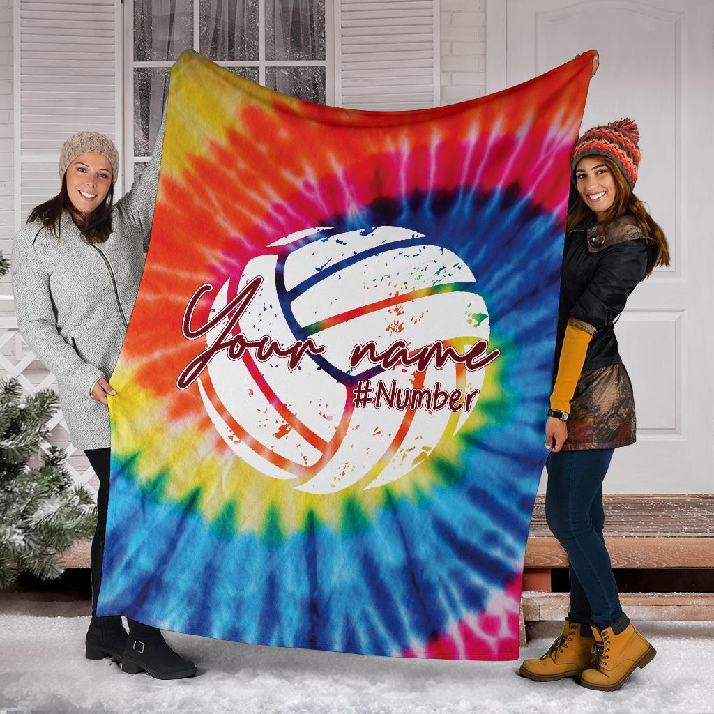 litzzy Personalized Volleyball Tie Dye Fleece Blanket - Tlno0212201 Quilt Blanket   