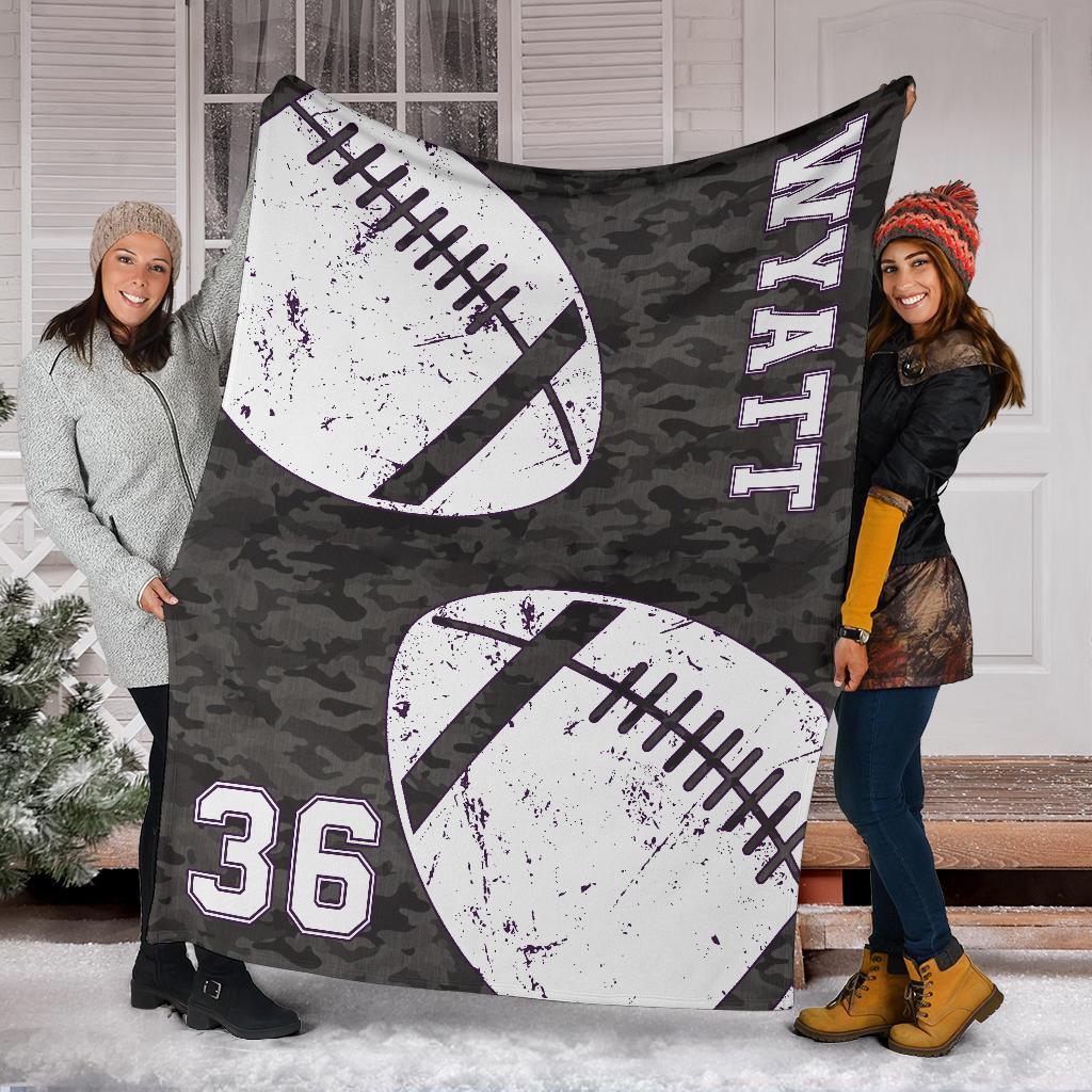litzzy Personalized Football 2 Balls Collection Fleece Blanket - Tlnh1011202 Quilt Blanket   