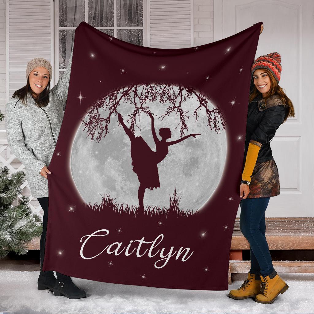 litzzy Personalized Dancing Moon Fleece Blanket - Laci2711203 Quilt Blanket   