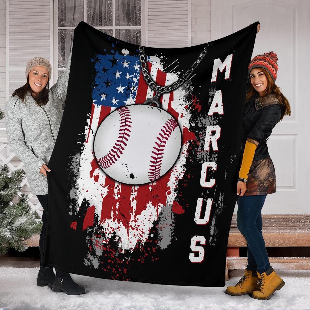 litzzy Personalized Sport Us Flag Fleece Blanket - Lath1011201 Quilt Blanket   