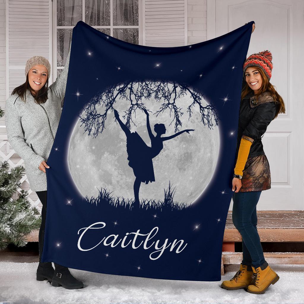 litzzy Personalized Dancing Moon Fleece Blanket - Laci2711203 Quilt Blanket   