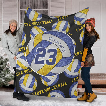 litzzy Blue Gold White - I Love Vlb Collection Fleece Blanket - Ty0611202 Quilt Blanket 60x80  