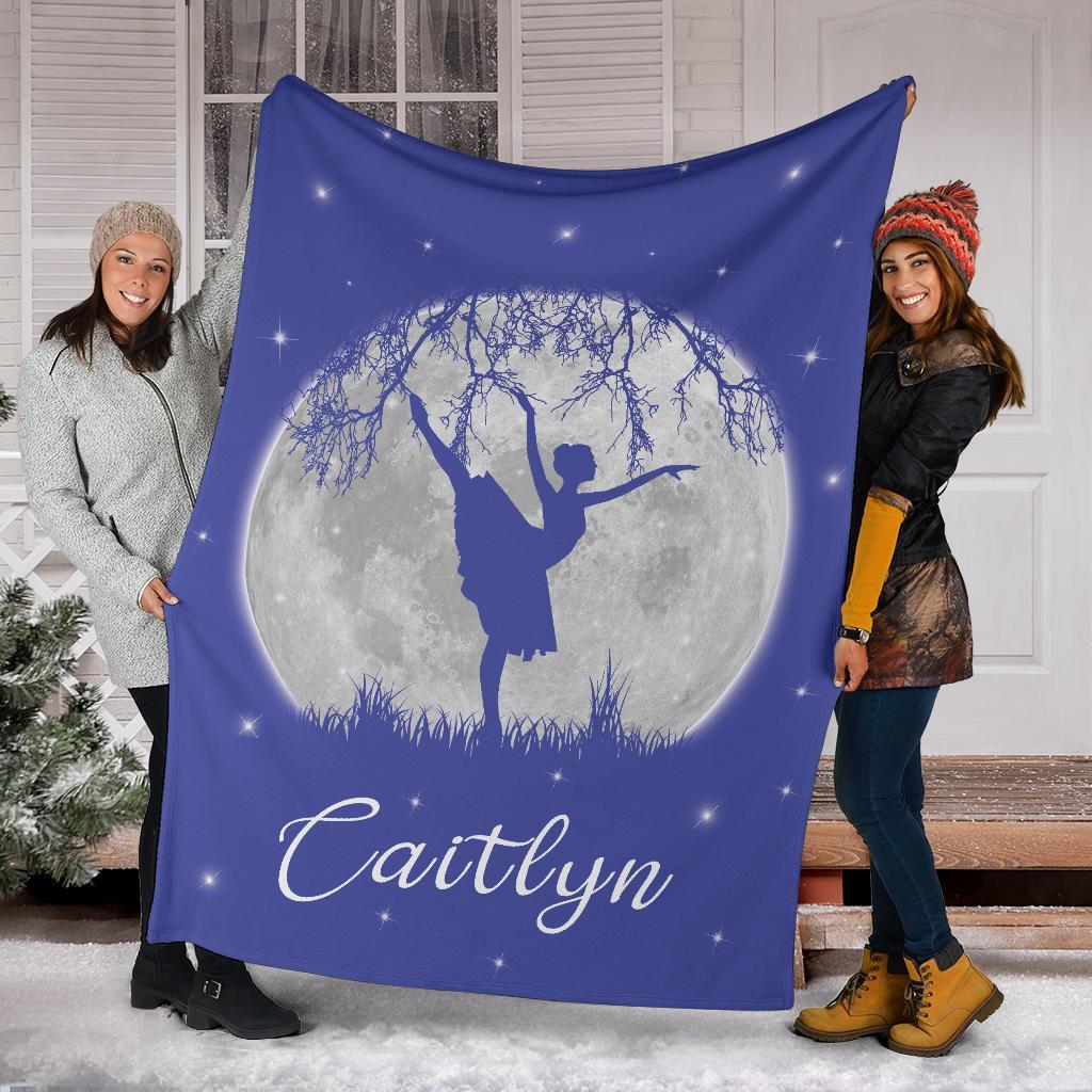 litzzy Personalized Dancing Moon Fleece Blanket - Laci2711203 Quilt Blanket   