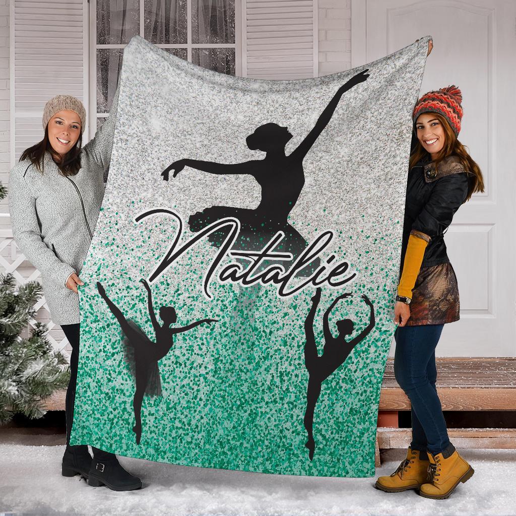 litzzy Personalized Ballet Half Glitter Collection Fleece Blanket - Tlno1211202 Quilt Blanket   