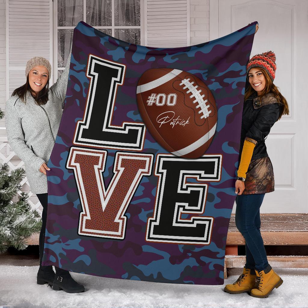 litzzy Personalized Love Football Fleece Blanket - Lath2411204 Quilt Blanket   