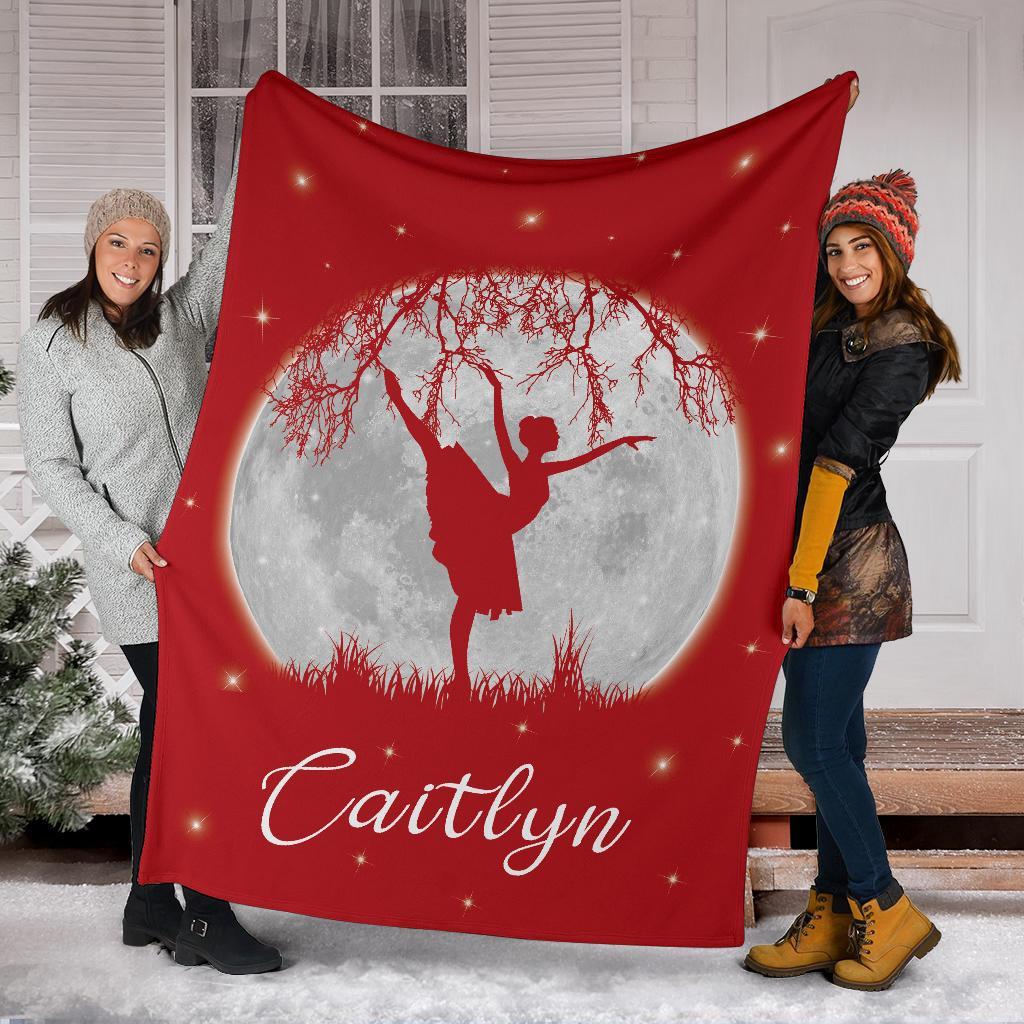 litzzy Personalized Dancing Moon Fleece Blanket - Laci2711203 Quilt Blanket   