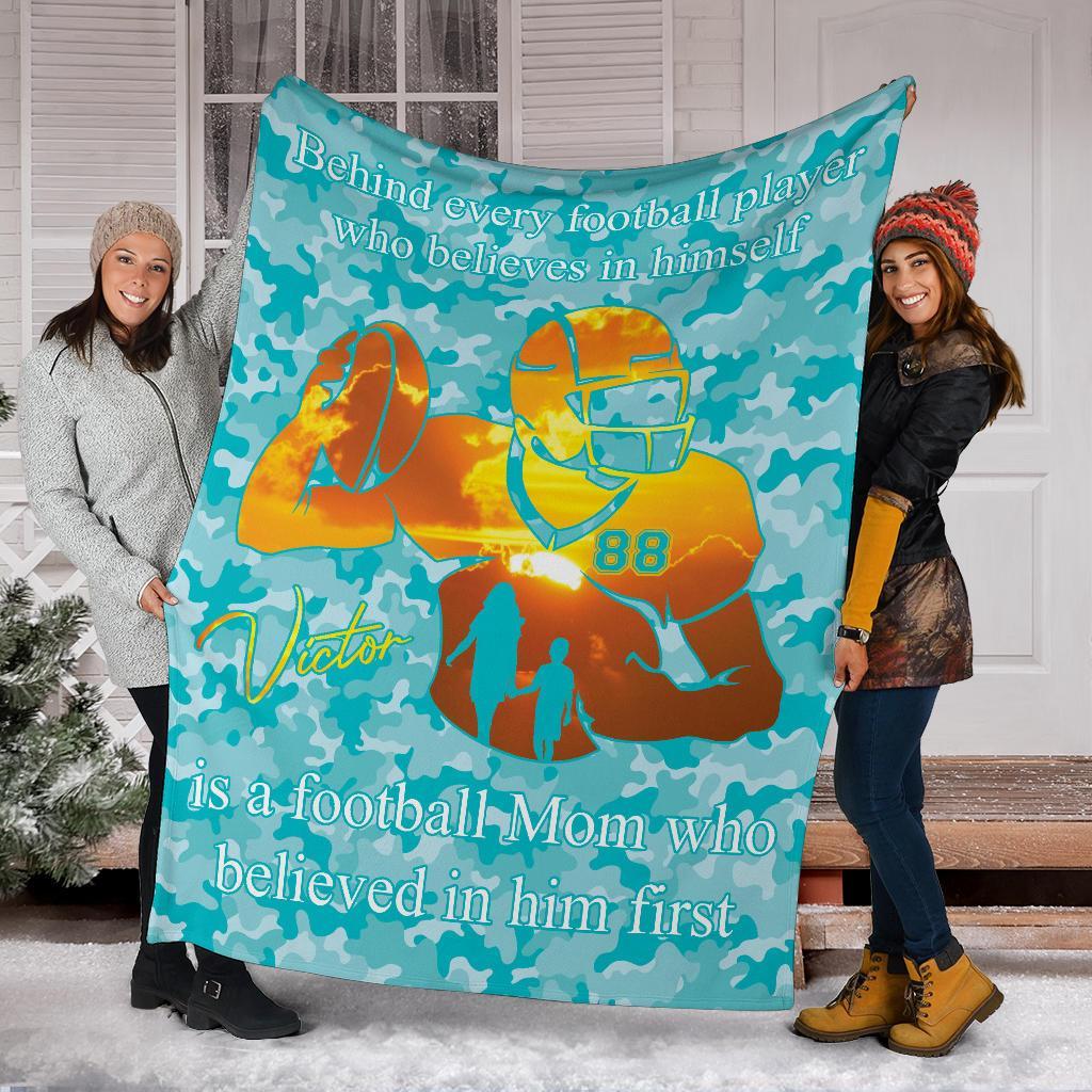 litzzy Personalized Football Player Fleece Blanket - Lath2411203 Quilt Blanket TEAL 60 X 80 