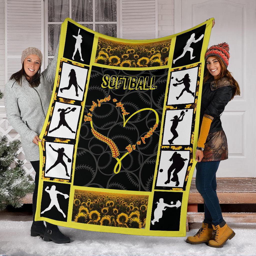 litzzy Softball It'S A Passion Fleece Blanket - Latg3011201 Quilt Blanket   