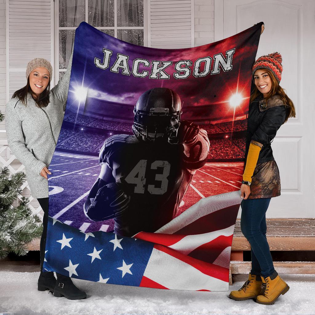 litzzy Personalized American Football Player Fleece Blanket - Tlnh012201 Quilt Blanket   
