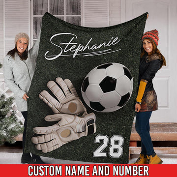 litzzy Personalized Soccer Ball Fleece Blanket - Nh0911205 Quilt Blanket 50x60  