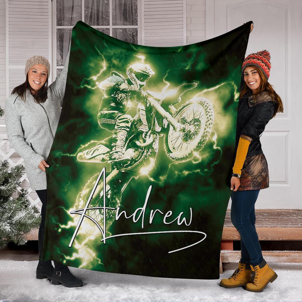 litzzy Personalized Motorcycle Fleece Blanket - Lath1311204 Quilt Blanket GREEN 50 X 60 