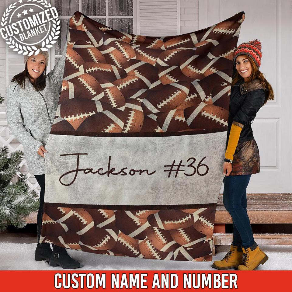 litzzy Personalized Vintage Football Texture Fleece Blanket - Tlnh2411201 Quilt Blanket 60x80  