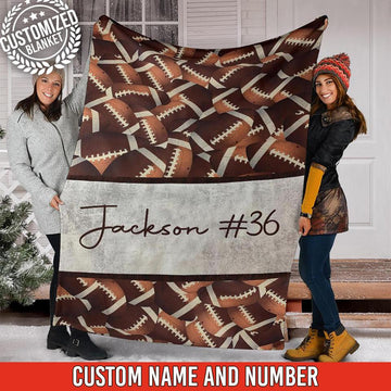 litzzy Personalized Vintage Football Texture Fleece Blanket - Tlnh2411201 Quilt Blanket 60x80  