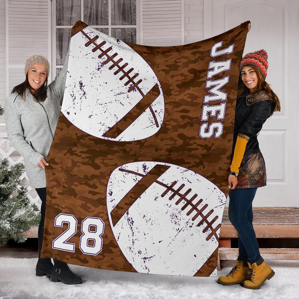 litzzy Personalized Football 2 Balls Collection Fleece Blanket - Tlnh1011202 Quilt Blanket   