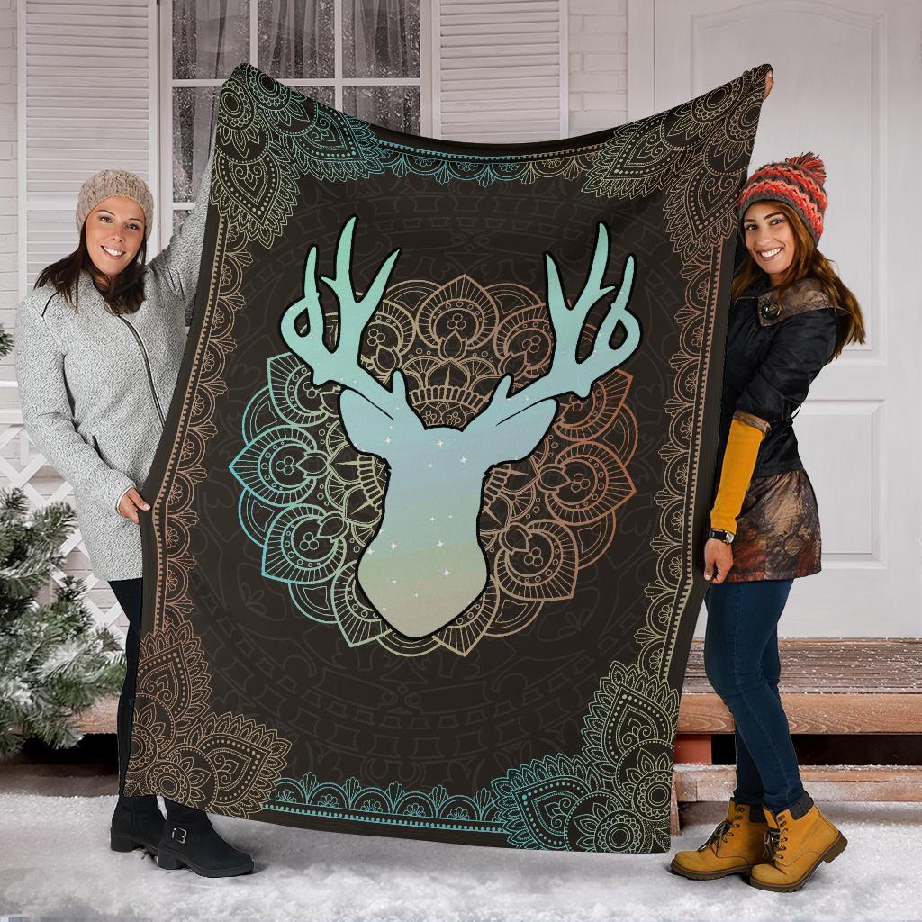 litzzy Mandala Deer Fleece Blanket - Latg040806 Quilt Blanket   