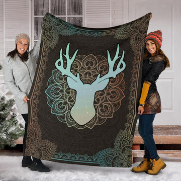litzzy Mandala Deer Fleece Blanket - Latg040806 Quilt Blanket   