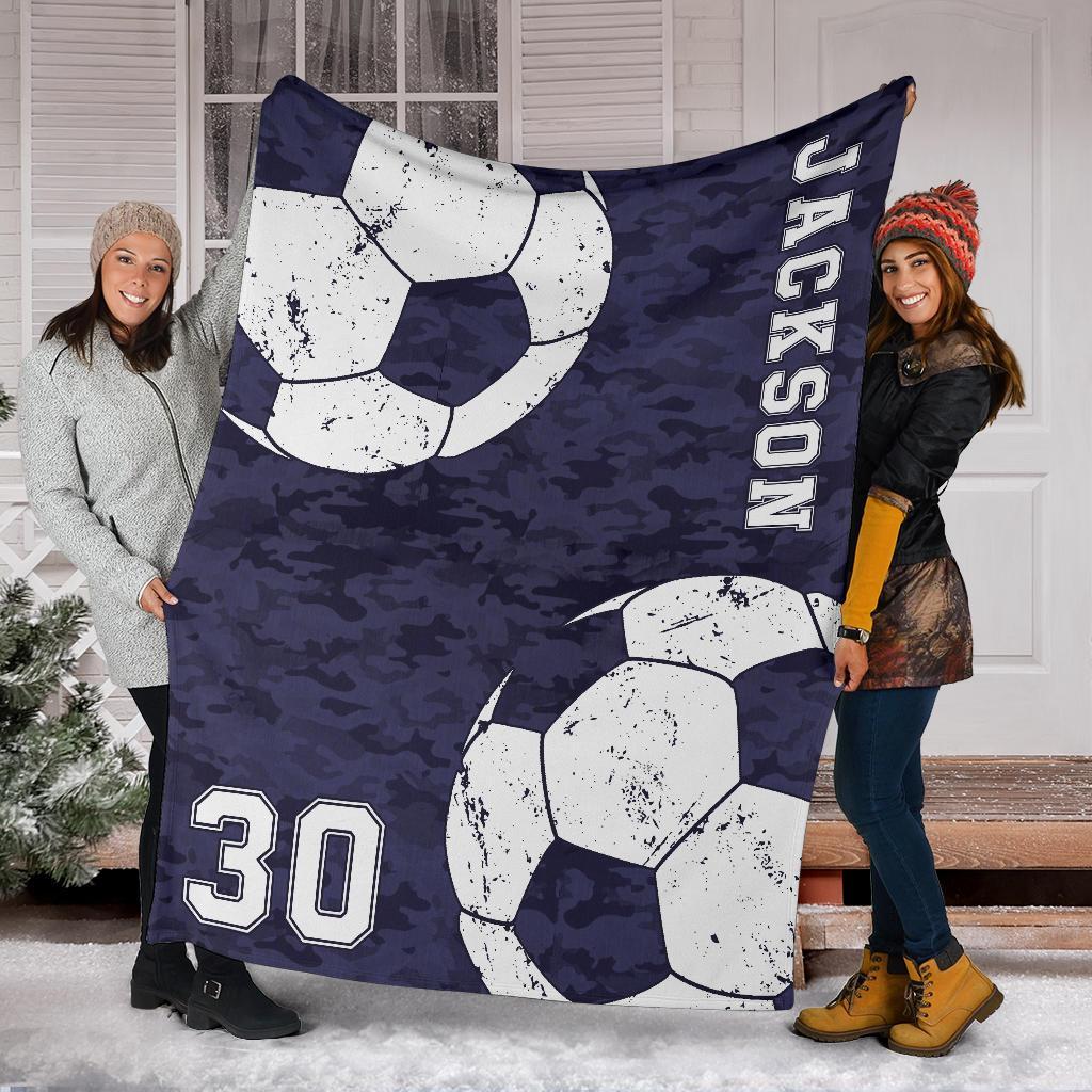 litzzy Personalized Soccer Camouflage Collection Fleece Blanket - Tlnh0911202 Quilt Blanket NAVY 60 x 80 