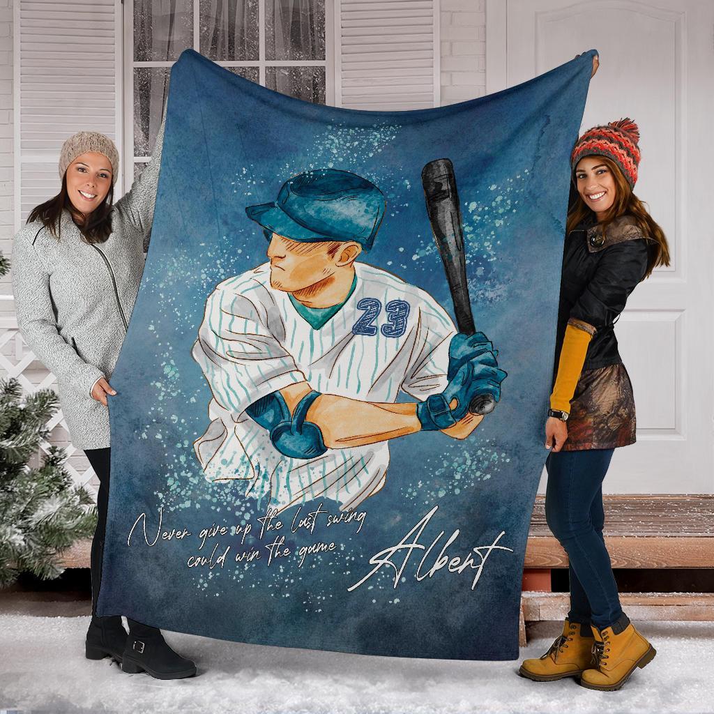 litzzy Personalized Baseball Player Fleece Blanket - Lath1011203Ki Quilt Blanket   