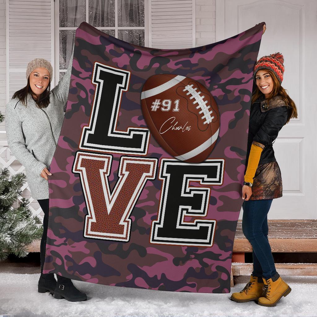 litzzy Personalized Love Football Fleece Blanket - Lath2411204 Quilt Blanket   