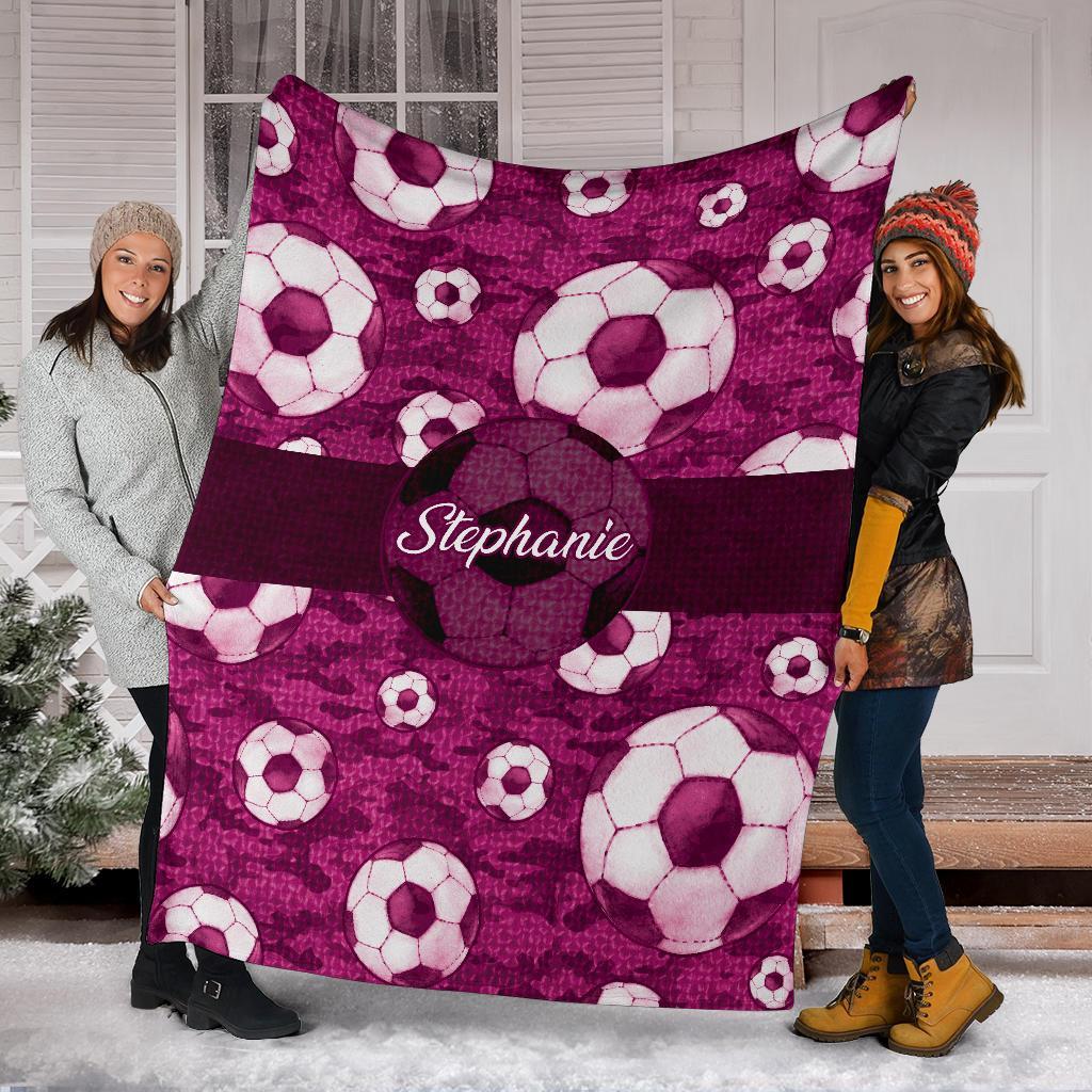 litzzy Personalized Soccer Pattern Texture Fleece Blanket - Nh1411202 Quilt Blanket PINK 50 X 60 