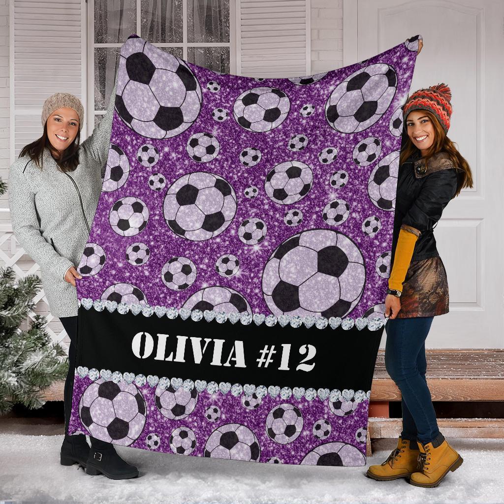 litzzy Personalized Soccer Glitter Fleece Blanket - Tlnh1311203 Quilt Blanket   