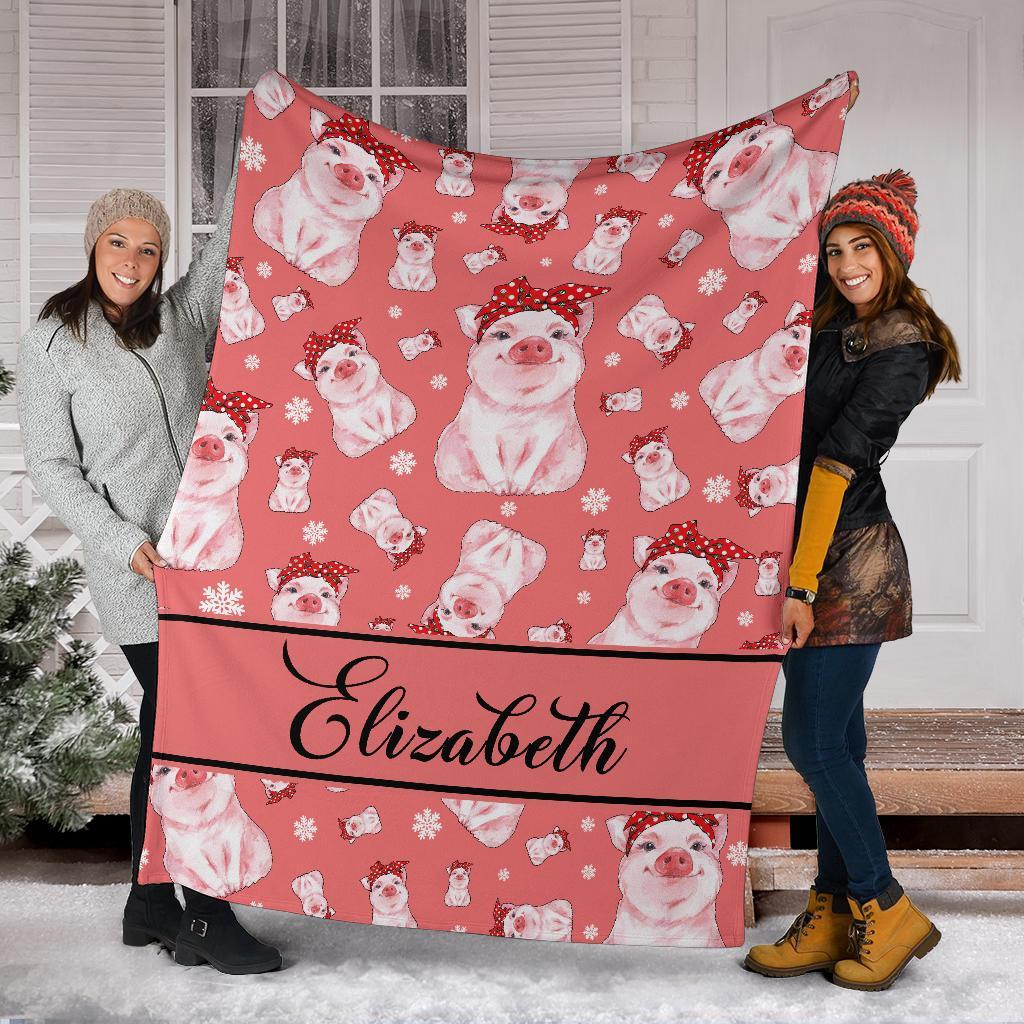 litzzy Personalized Pigs Fleece Blanket - Tlnb1811201 Quilt Blanket PINK 60 X 80 