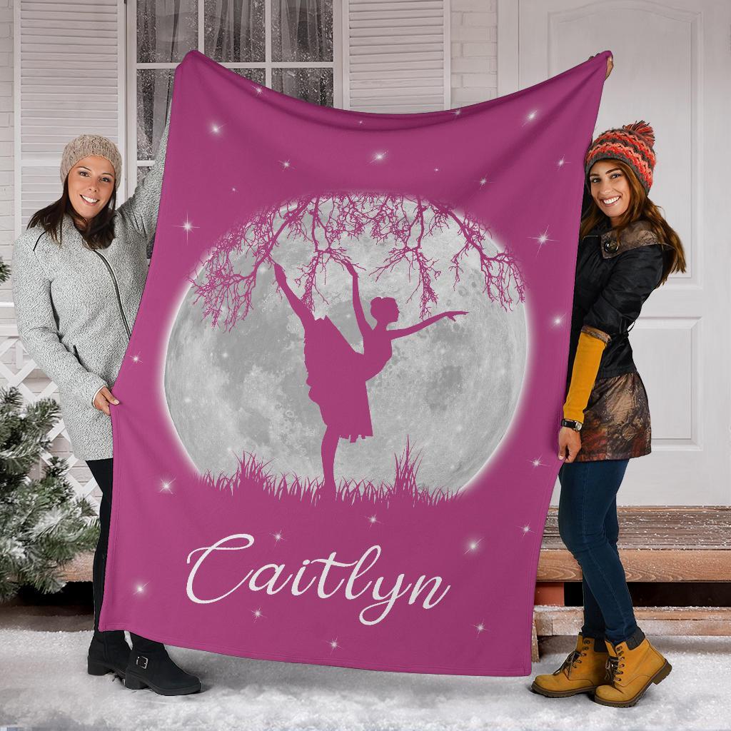 litzzy Personalized Dancing Moon Fleece Blanket - Laci2711203 Quilt Blanket PINK 50 X 60 