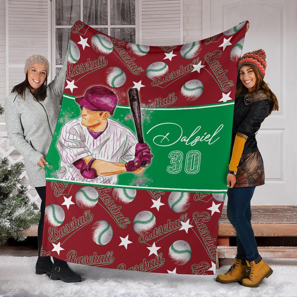 litzzy Personalized Baseball Balls Fleece Blanket - Lath2611202 Quilt Blanket RED 50 X 60 