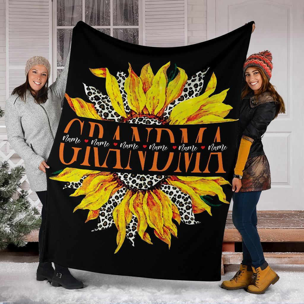 litzzy Personalized Sunflower Grandma Fleece Blanket - Tlty0212201 Quilt Blanket   