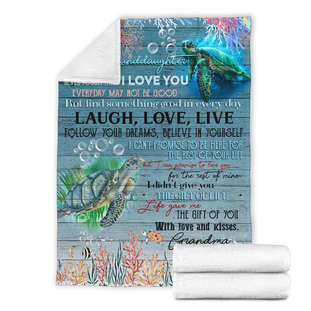 litzzy Turtle Granddaughter Never Forget That Ily B09 080402Ki Quilt Blanket   