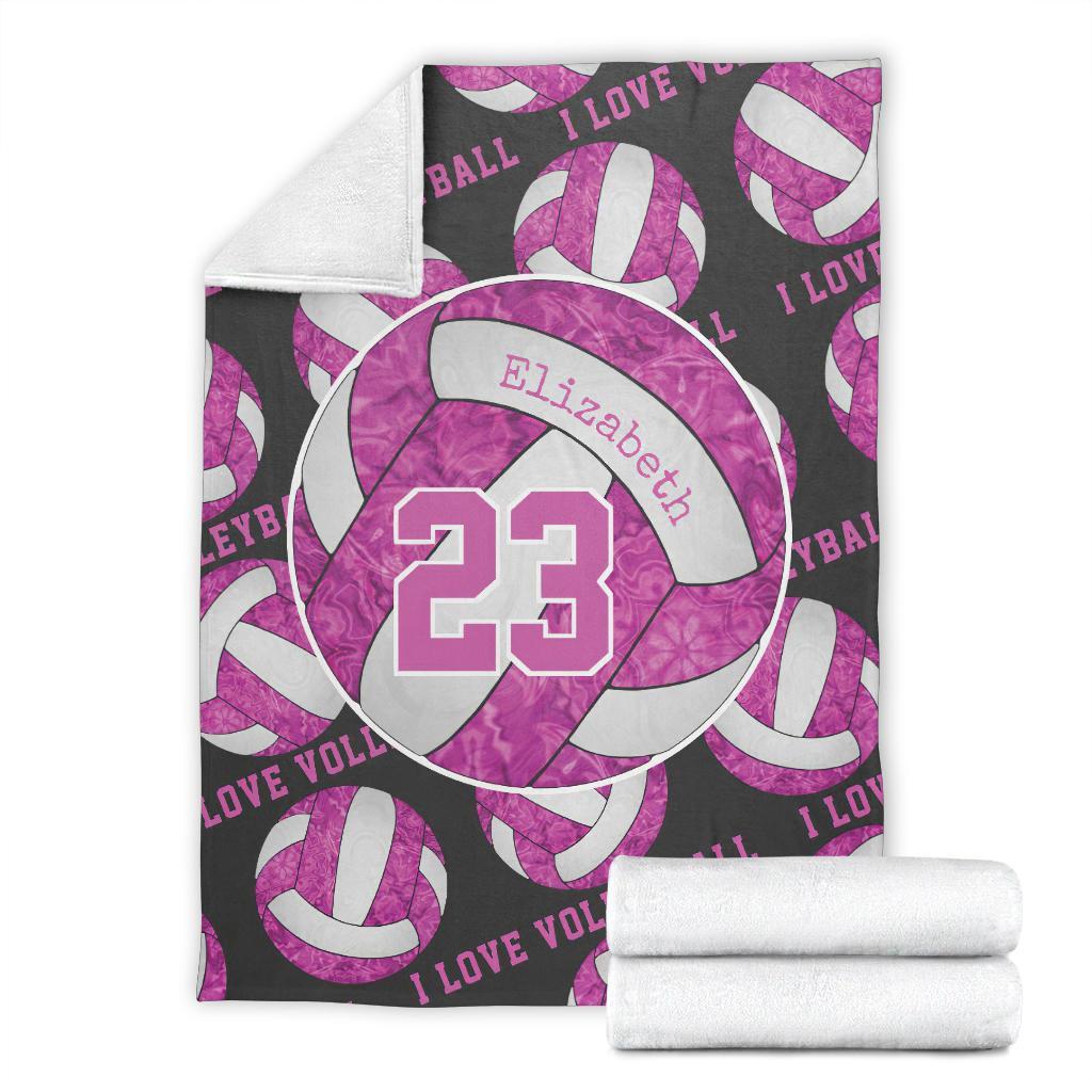 litzzy Hot Pink White - I Love Vlb Collection Fleece Blanket - Ty0611202 Quilt Blanket   