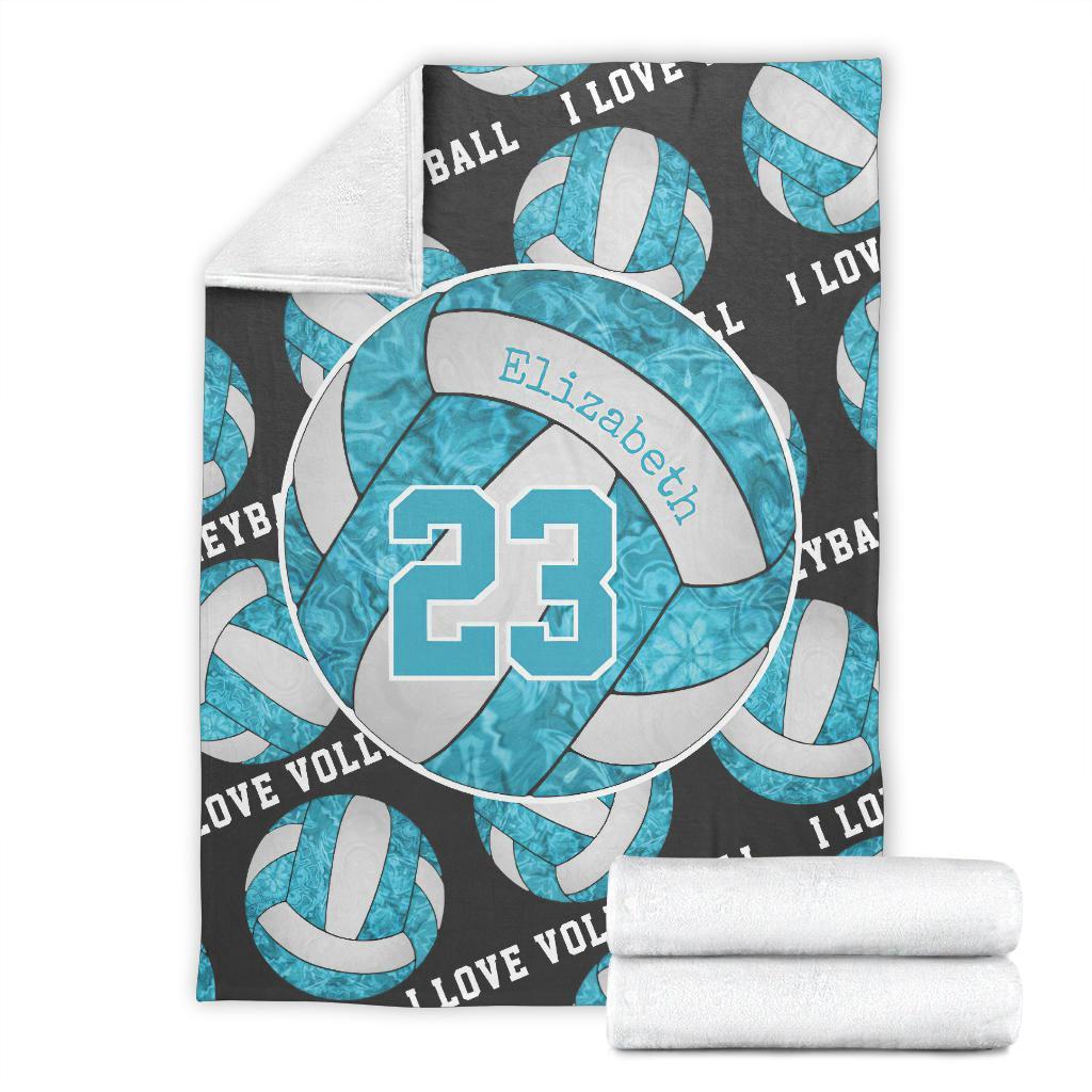 litzzy Turquoise Blue White - I Love Vlb Collection Fleece Blanket - Ty0611202 Quilt Blanket   