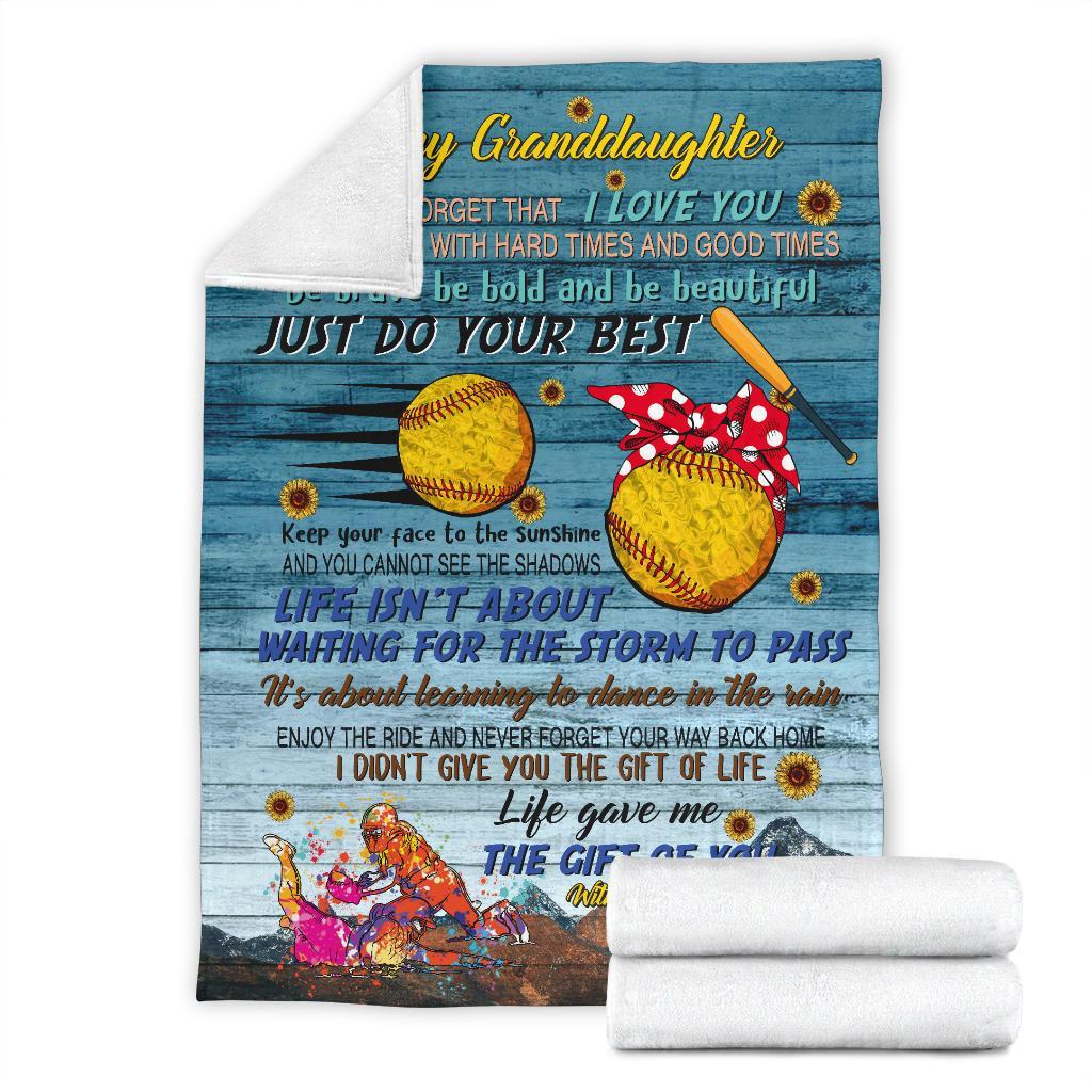litzzy Softball - To My Granddaughter Fleece Blanket - Nh050820Ki Quilt Blanket   
