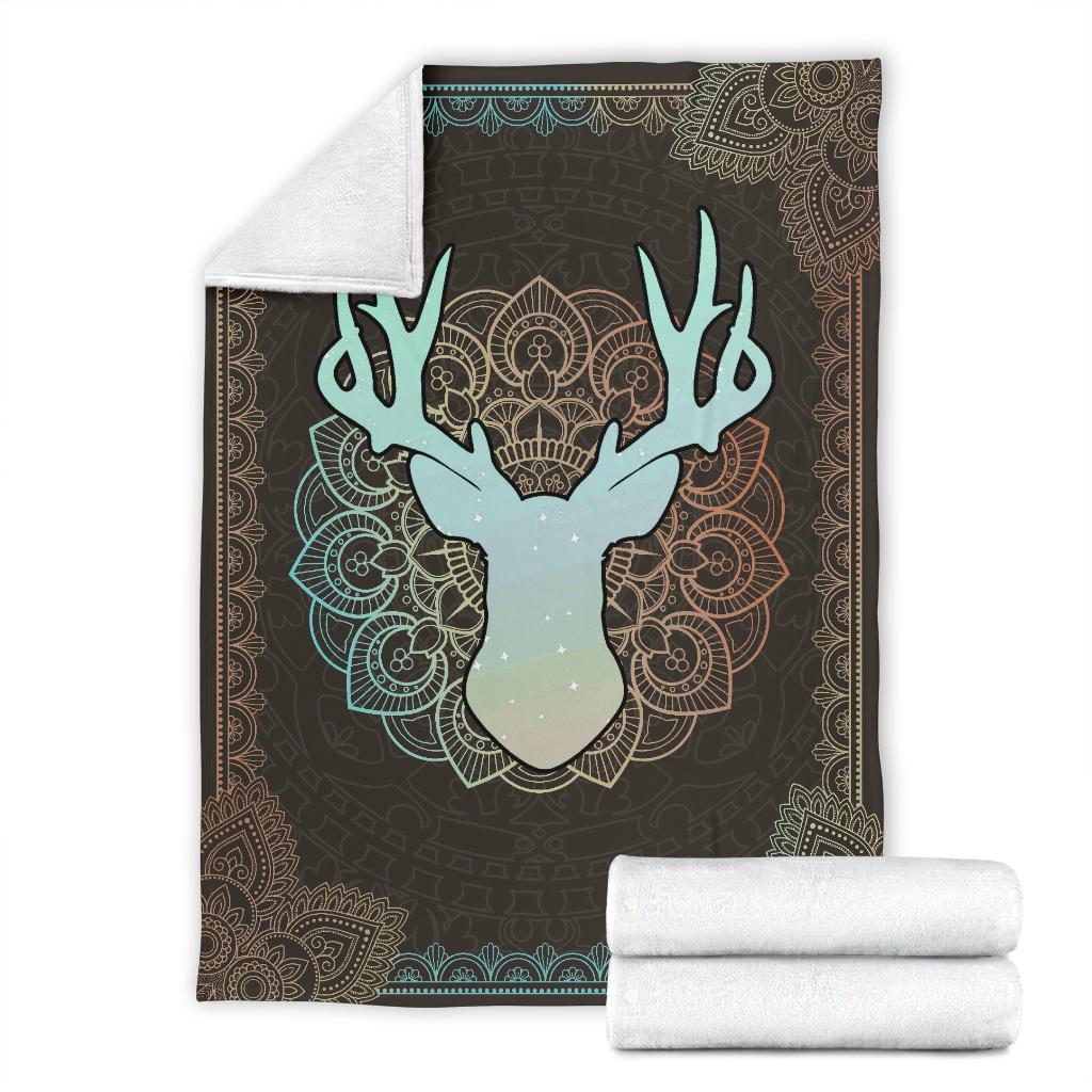 litzzy Mandala Deer Fleece Blanket - Latg040806 Quilt Blanket   