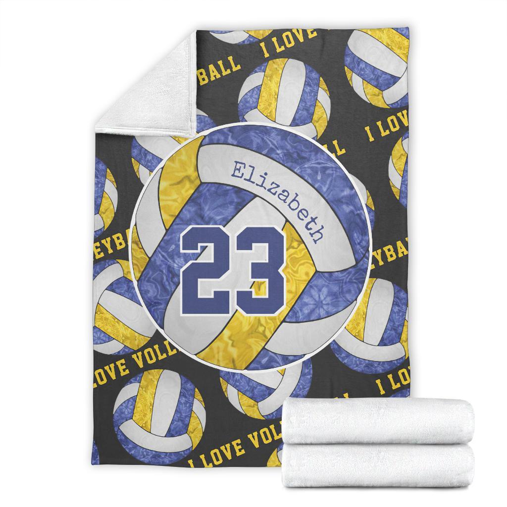 litzzy Blue Gold White - I Love Vlb Collection Fleece Blanket - Ty0611202 Quilt Blanket   