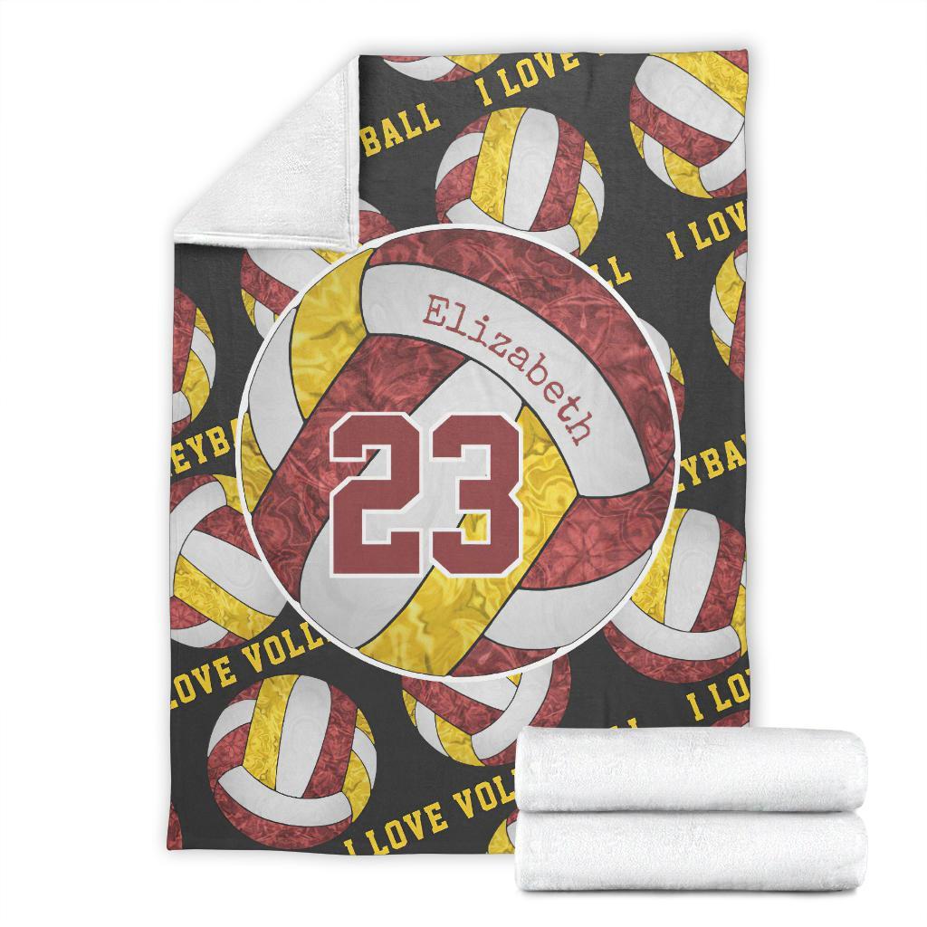 litzzy Maroon Gold White - I Love Vlb Collection Fleece Blanket - Ty0611202 Quilt Blanket   