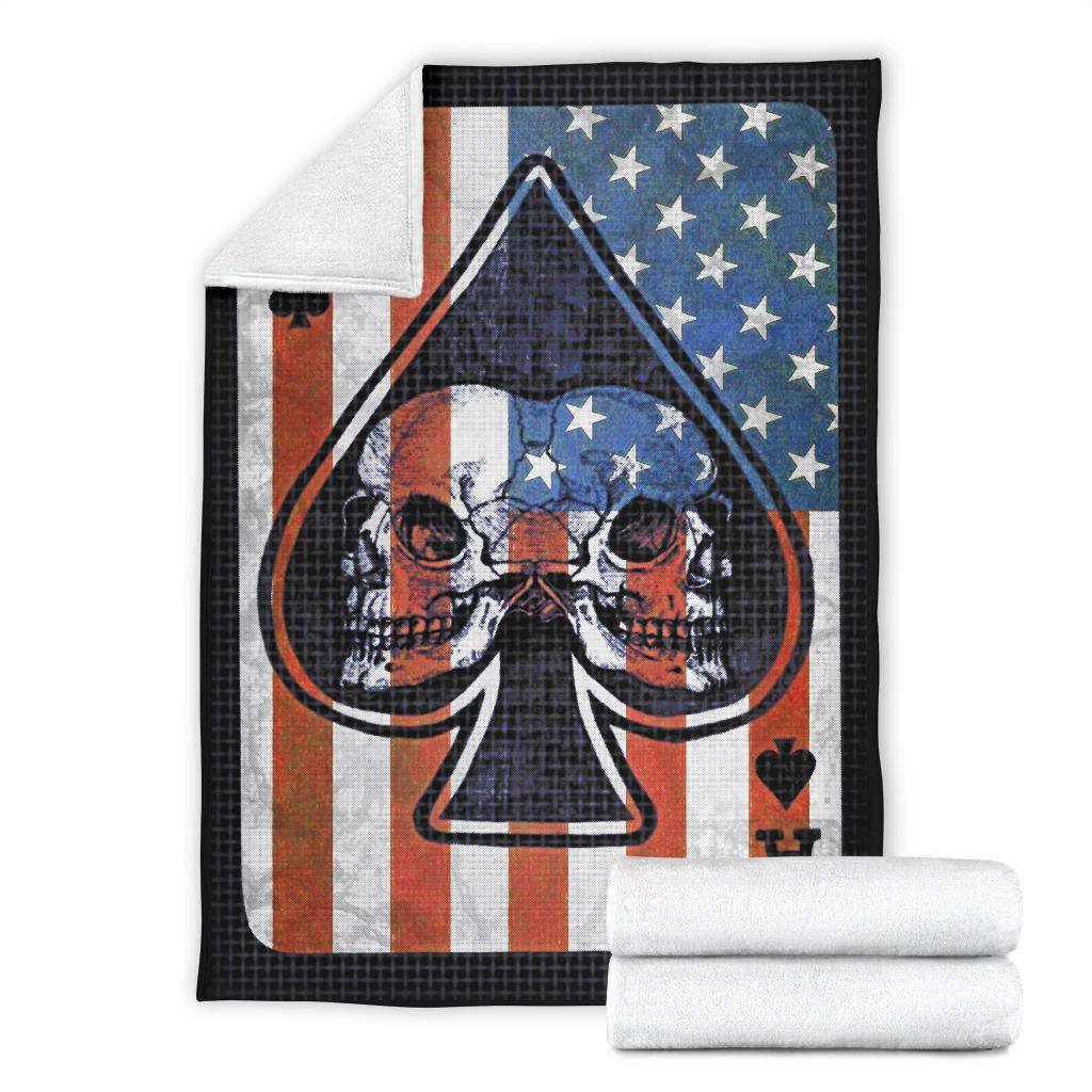 litzzy Aces Up Skull Fleece Blanket Fleece Blanket   