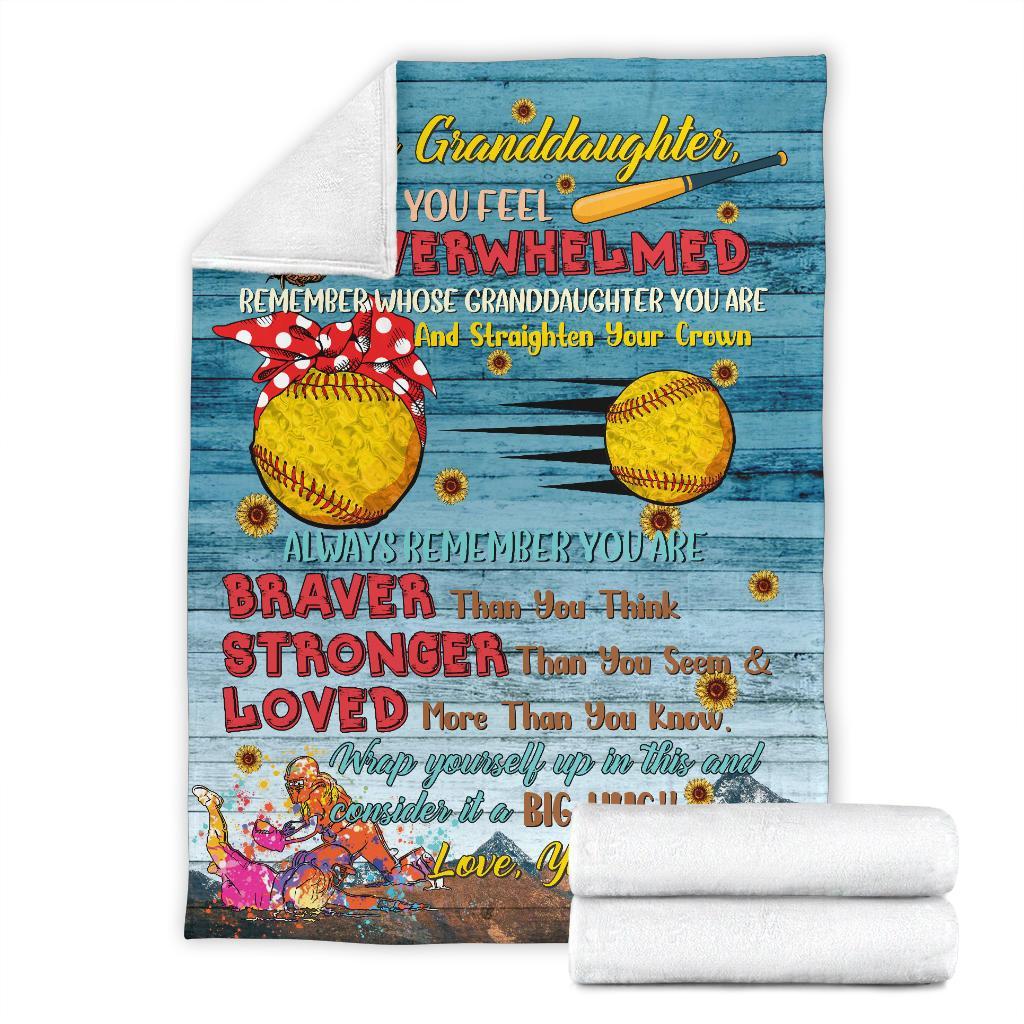 litzzy Softball - To My Granddaughter Consider It A Big Hug Fleece Blanket Nh040820Oh Quilt Blanket   
