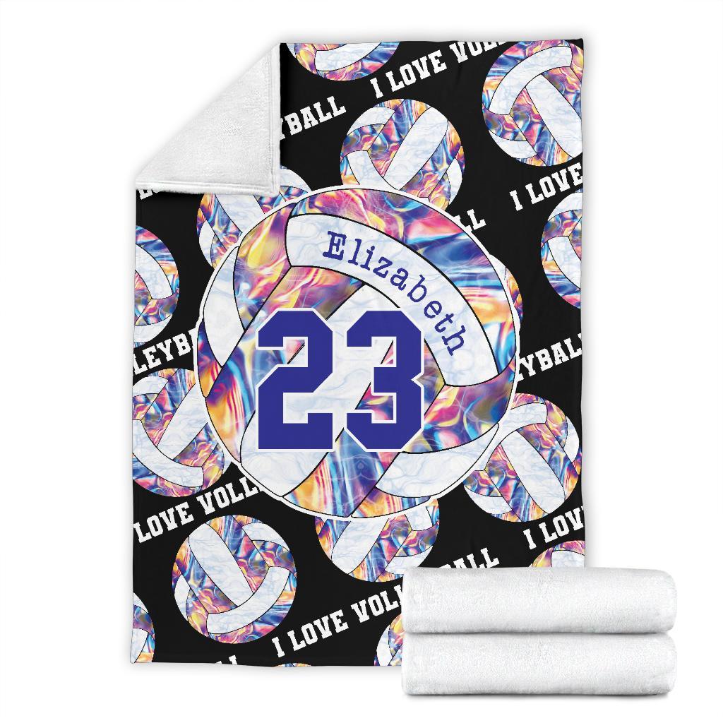 litzzy Personalized I Love Volleyball Colorful Fleece Blanket - Ty0911202 Quilt Blanket   