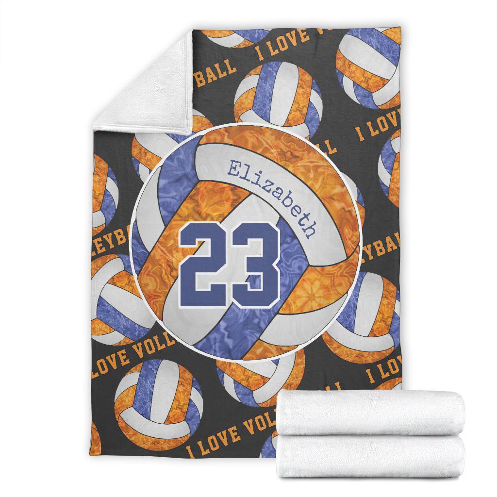 litzzy Blue Orange White - I Love Vlb Collection Fleece Blanket - Ty0611202 Quilt Blanket   