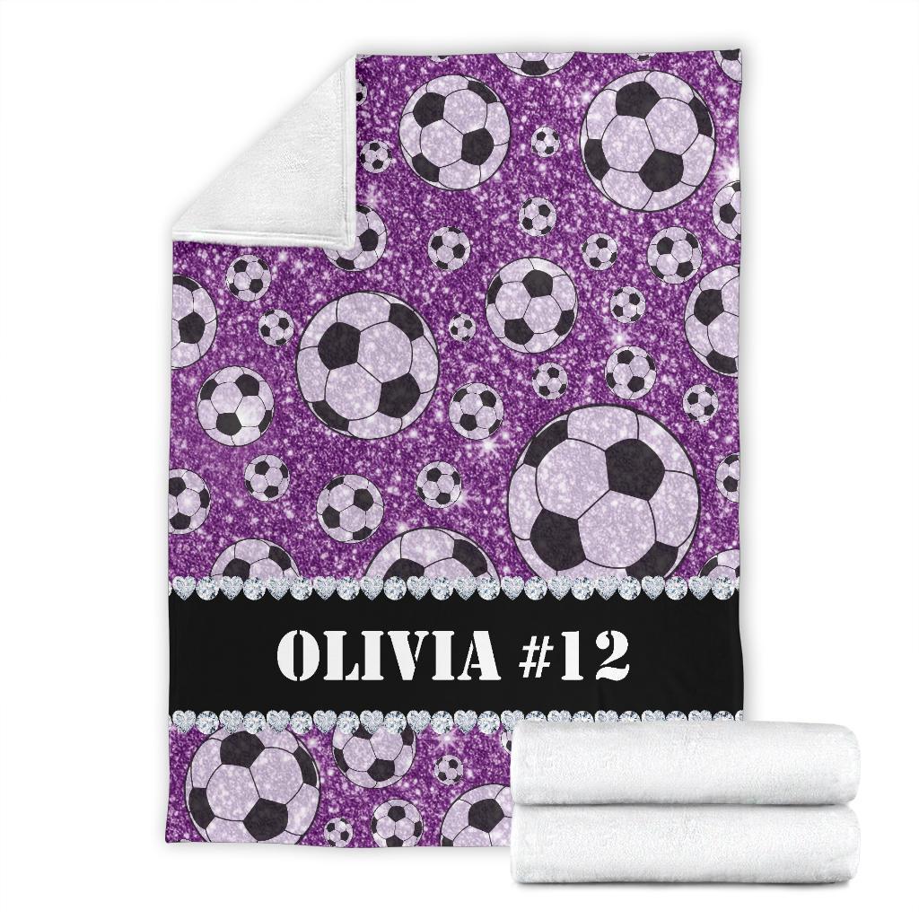 litzzy Personalized Soccer Glitter Fleece Blanket - Tlnh1311203 Quilt Blanket   