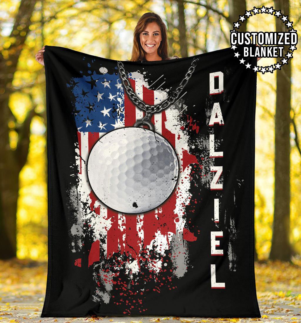 litzzy Personalized Sport Us Flag Fleece Blanket - Lath1011201 Quilt Blanket GOLF 50 X 60 